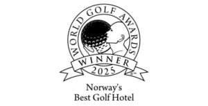 Logo fra World Golf Awards 2025 som viser Lily Country Clubs utmerkelse som Norway’s Best Golf Hotel