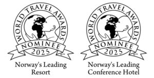 Logoer fra World Travel Awards 2025 som viser Lily Country Clubs nominasjoner til Norway’s Leading Resort og Norway’s Leading Conference Hotel